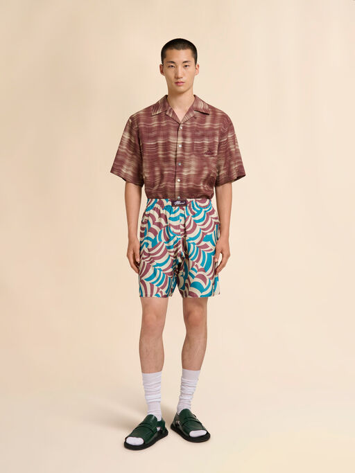 Viscose twill Bermuda shorts with multicoloured Yoyo print - Swimwear