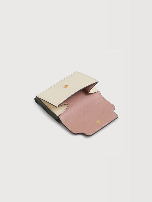 Light pink, white, and grey saffiano leather tri-fold wallet - Wallets