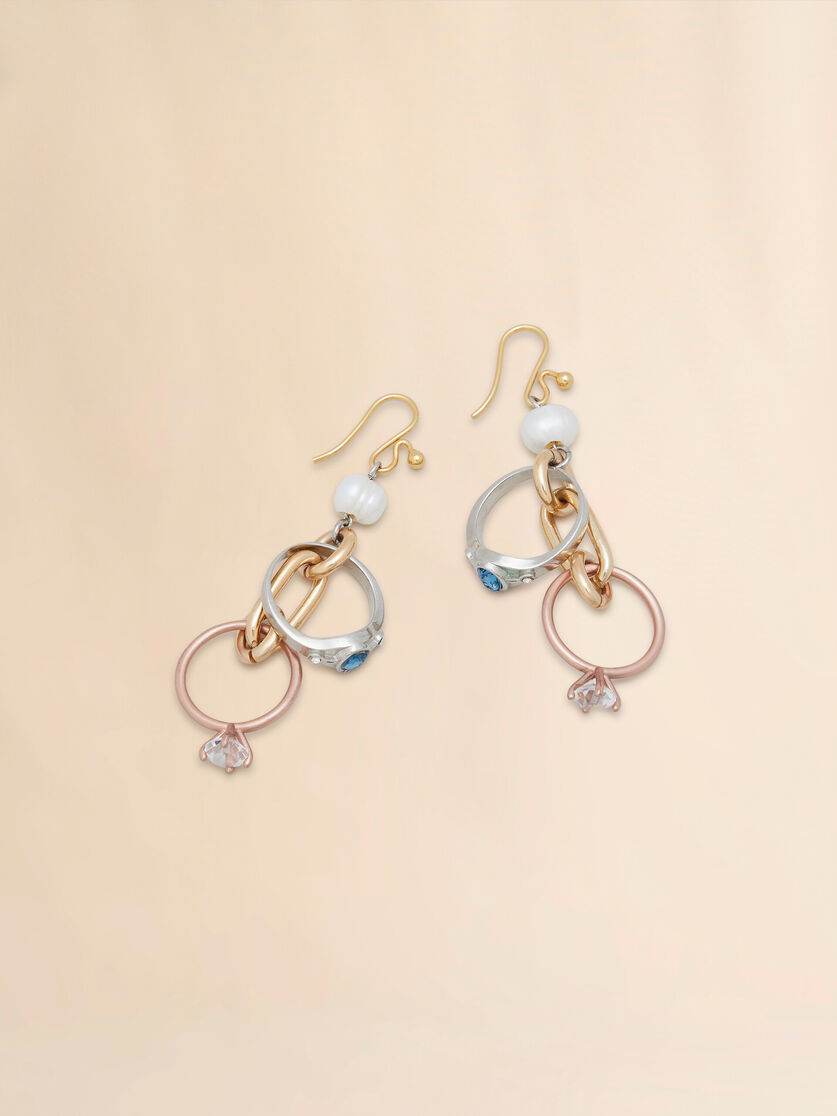 Drop earrings with chains and rings - Earrings - Image 3