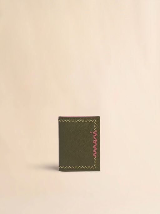 Deep green bi-fold wallet with Marni Symbol embroidery - Wallets