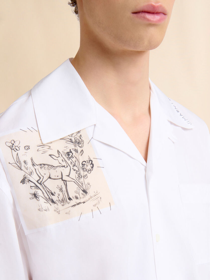 White poplin bowling shirt with fawn patch - Shirts - Image 4