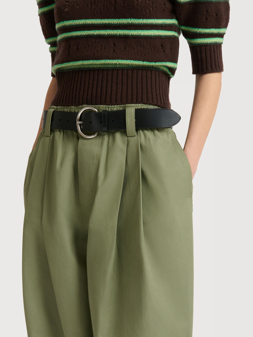 Green canvas trousers with pleats, Image 5