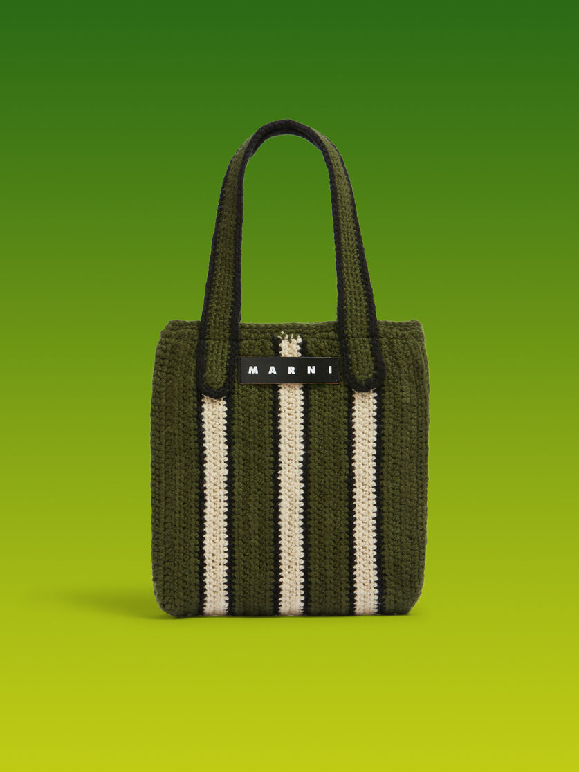 ストライプ ブルー&レッド クロシェ製 MARNI MARKET ショッピングバッグ - ショッピングバッグ - Image 1