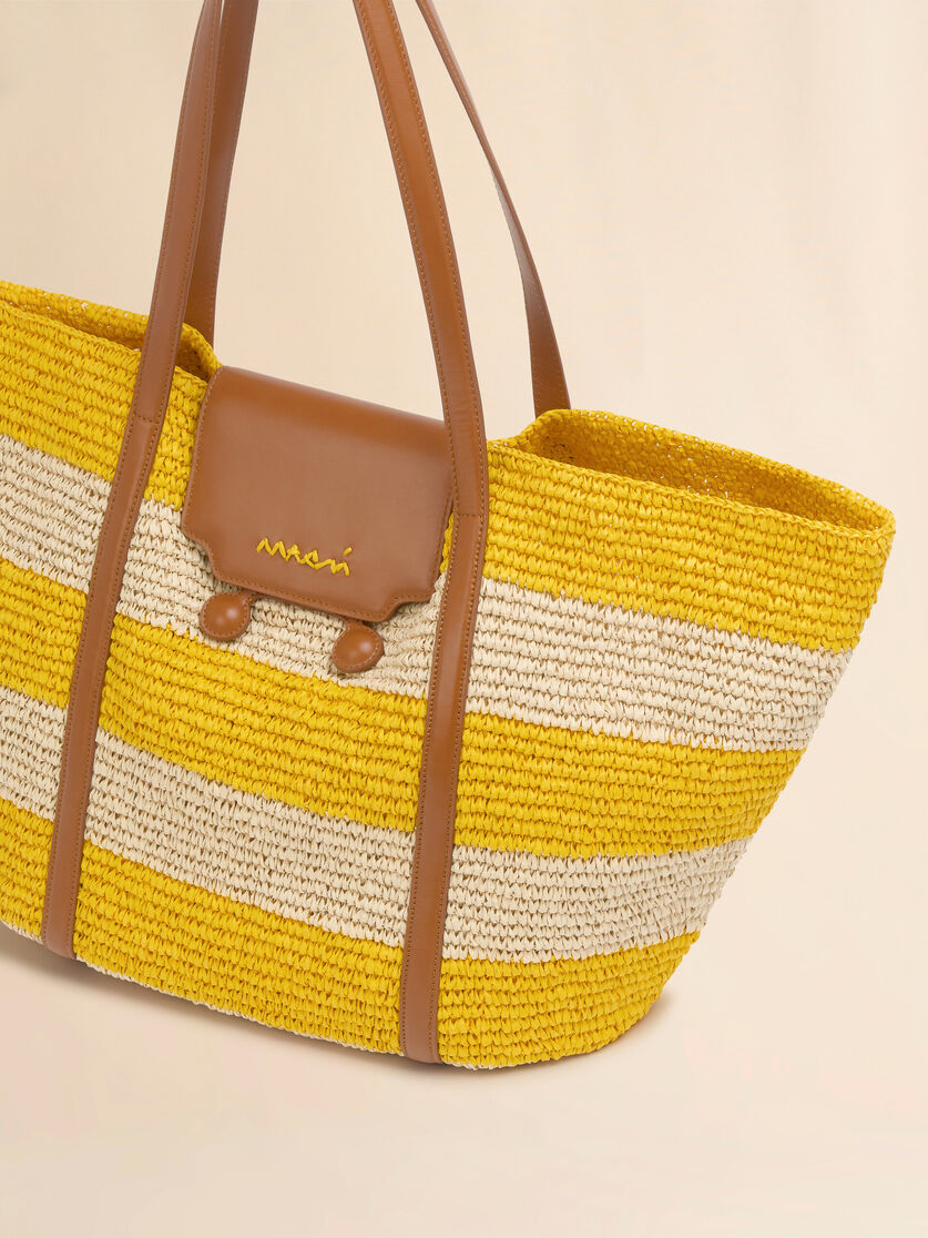 Medium yellow stripe raffia-effect Trunkaroo beach bag - Shopping Bags - Image 5