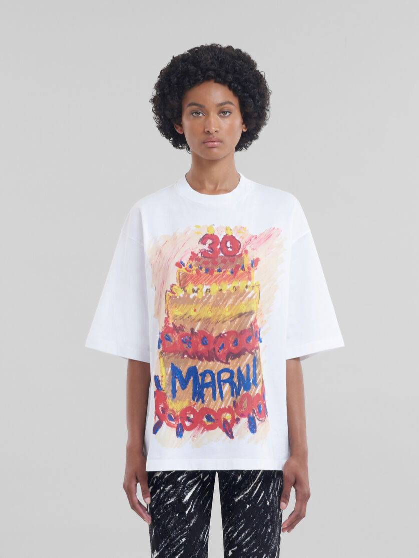 White organic cotton T-shirt with Marni 30th Anniversary print | Marni