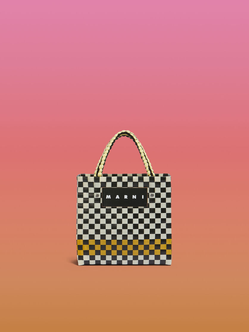 イエロー(ブラックアンドホワイト) MARNI MARKET JERSEY HANDLE BASKET 