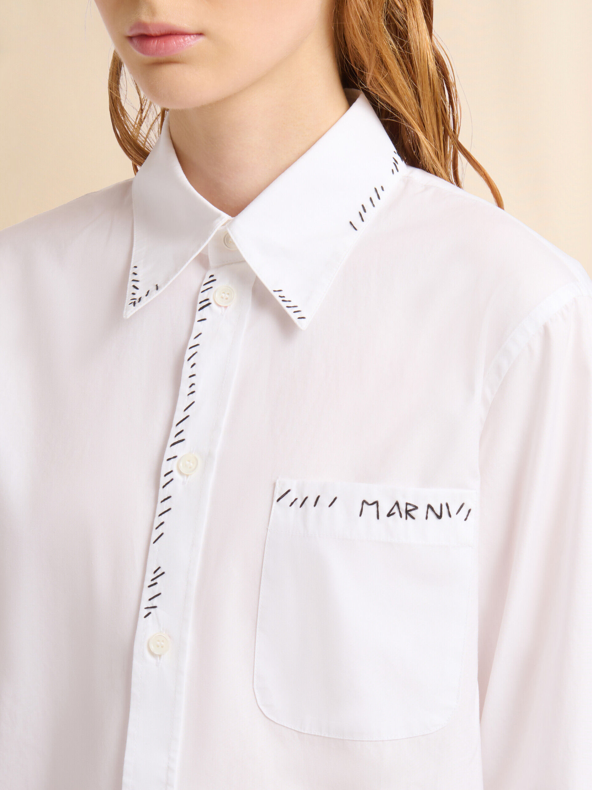 White organic poplin shirt with Marni Mending | Marni