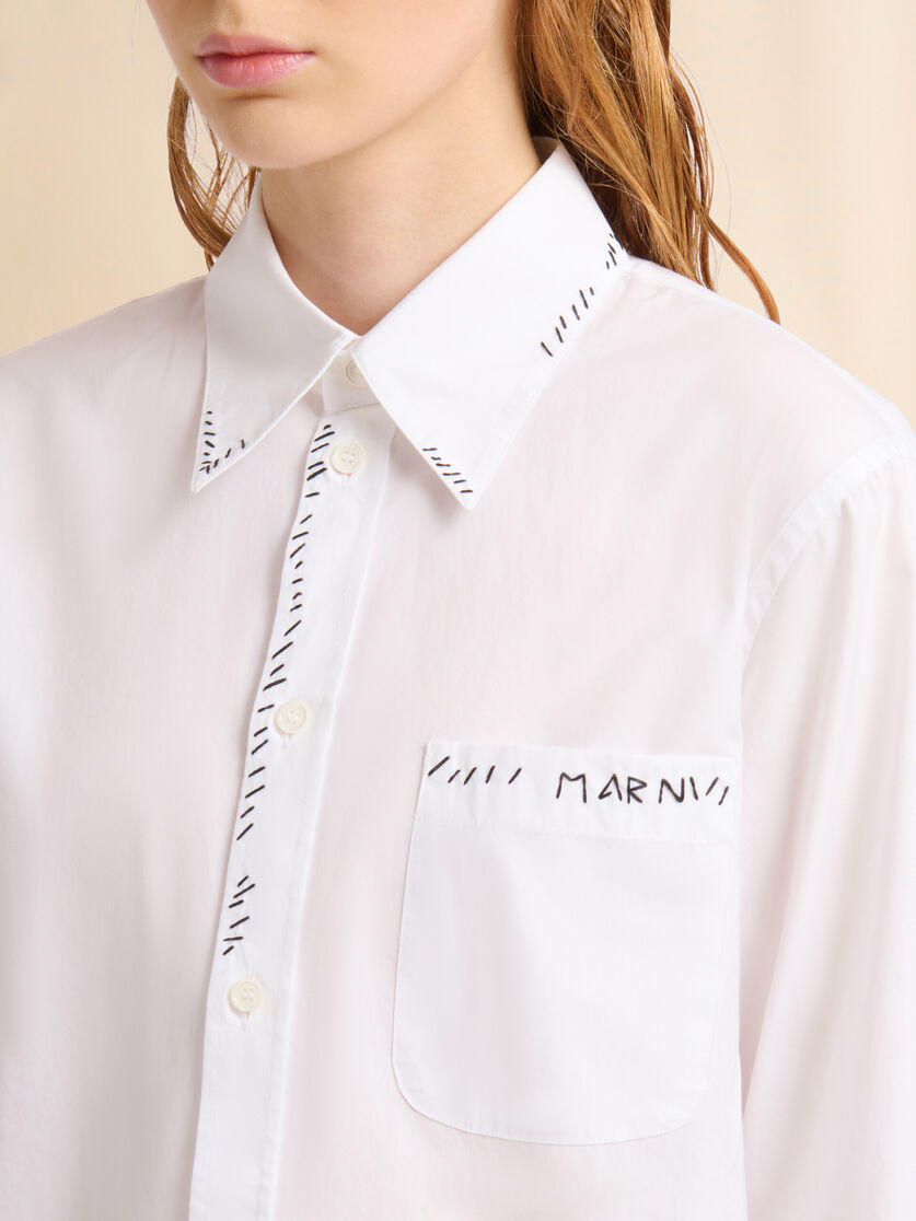 White organic poplin shirt with Marni Mending - Shirts - Image 4