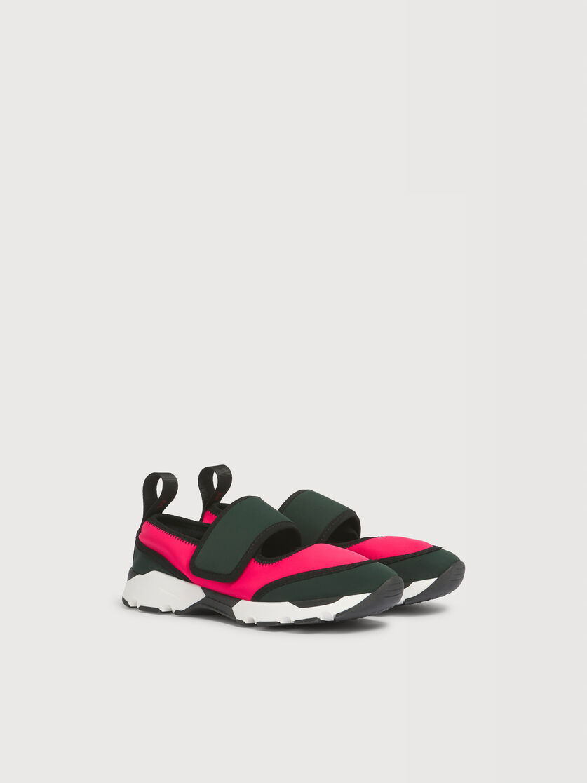 Zapatillas Mary Jane de licra fucsia y verde, Image 2