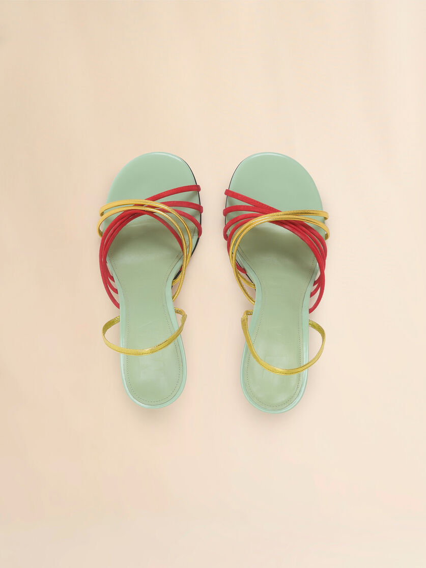 Sandale New Wave aus Wildleder und grünem Metallic-Leder - Sandalen - Image 4