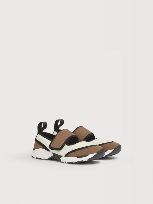 White and light brown lycra Mary Jane sneaker - Sneakers