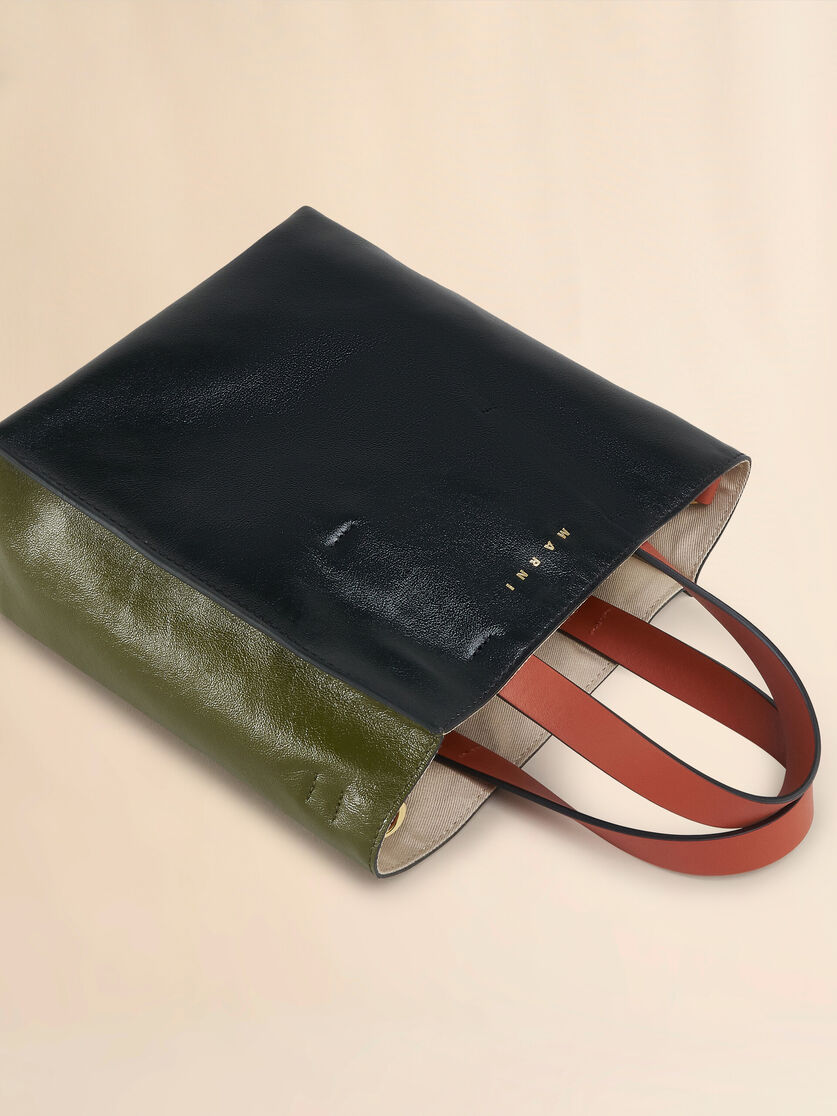 Museo Soft Mini Bag in grey black and red leather - Shopping Bags - Image 4