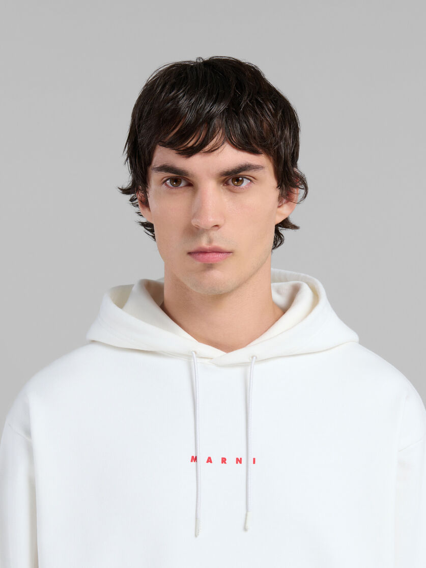 White organic cotton hoodie with mini Marni print - Sweaters - Image 4