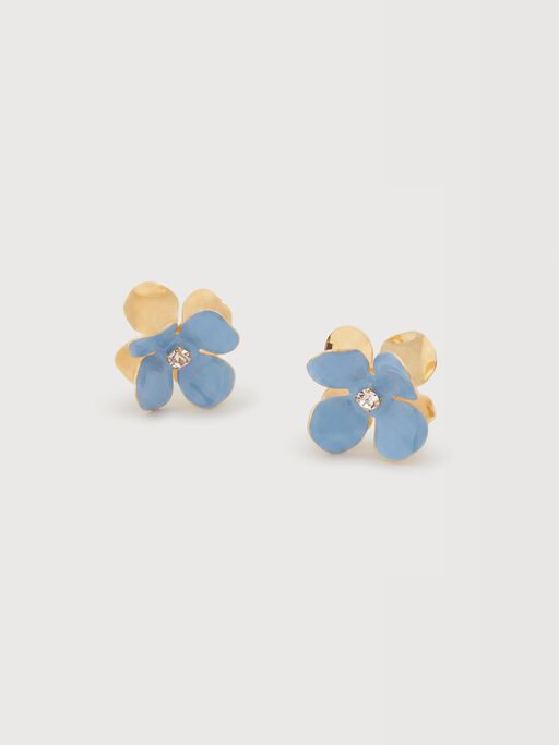 Light blue enamel daisy stud earrings - Earrings