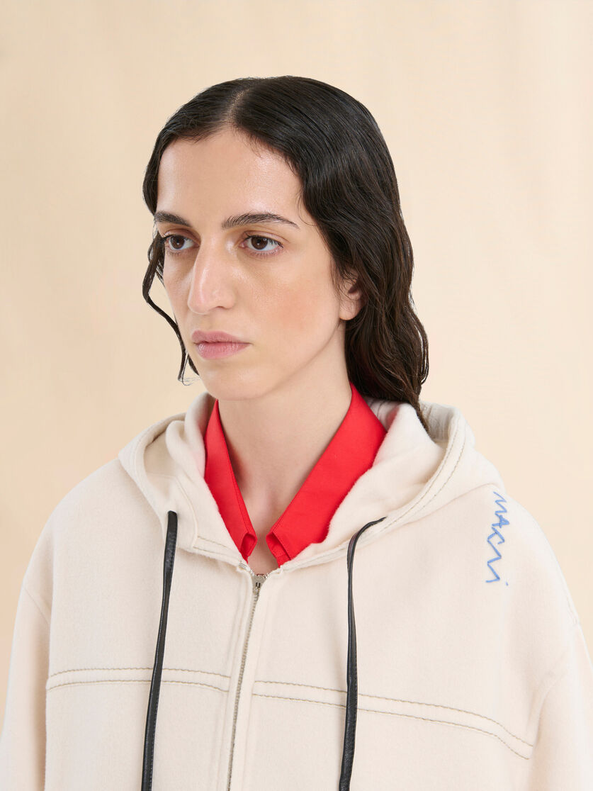 White cashmere wool hoodie with Marni Symbol - Jackets - Image 4
