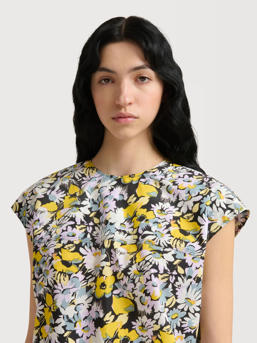 Yellow and black poplin dress with Pop Flowers print, Image 5