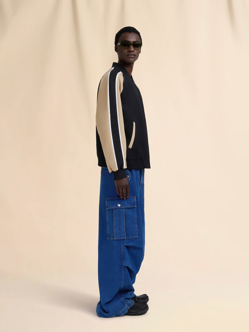 블랙 울 컬러블록 보머 재킷 - Jackets - Image 6