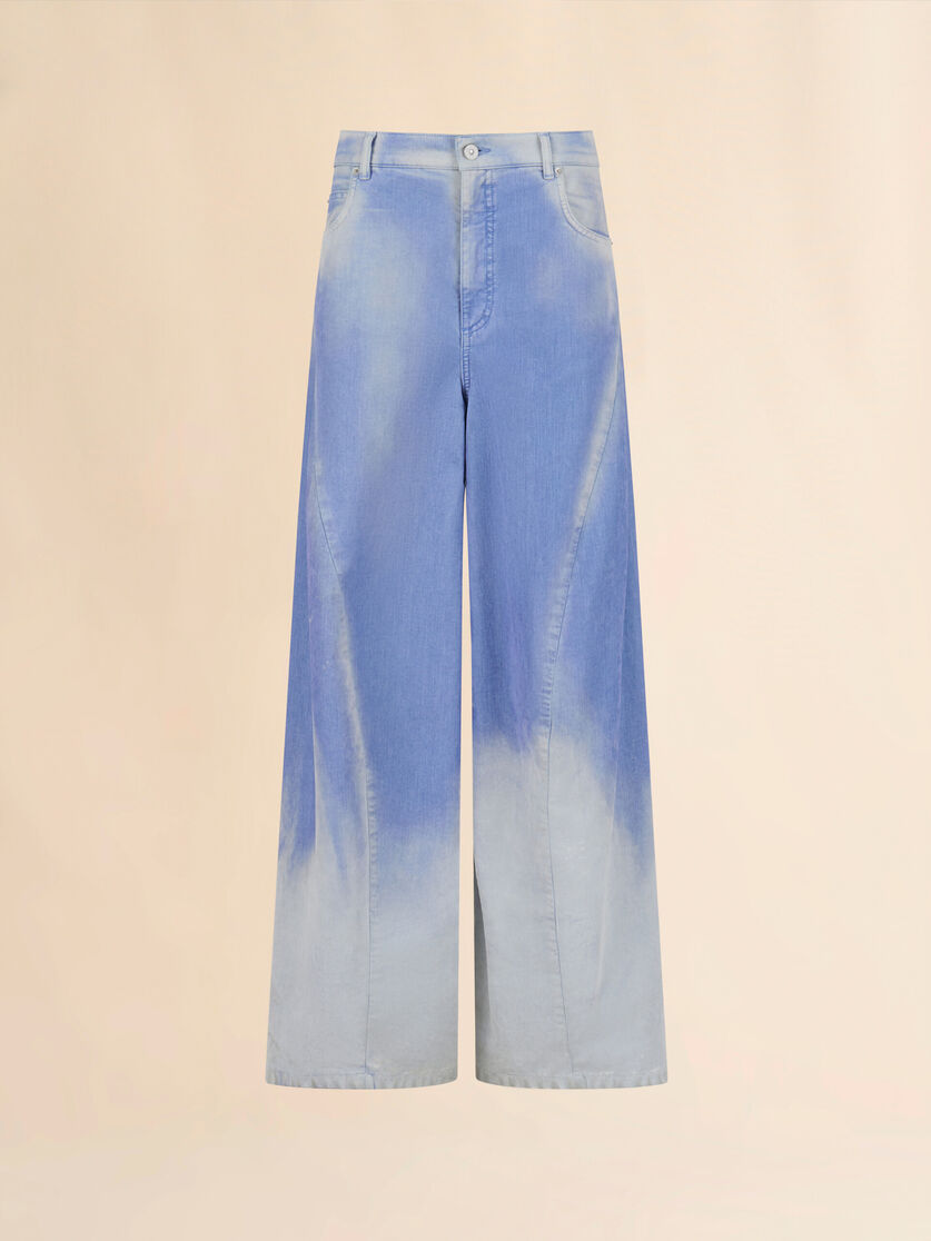 Blue flocked denim twisted jeans - Pants - Image 1
