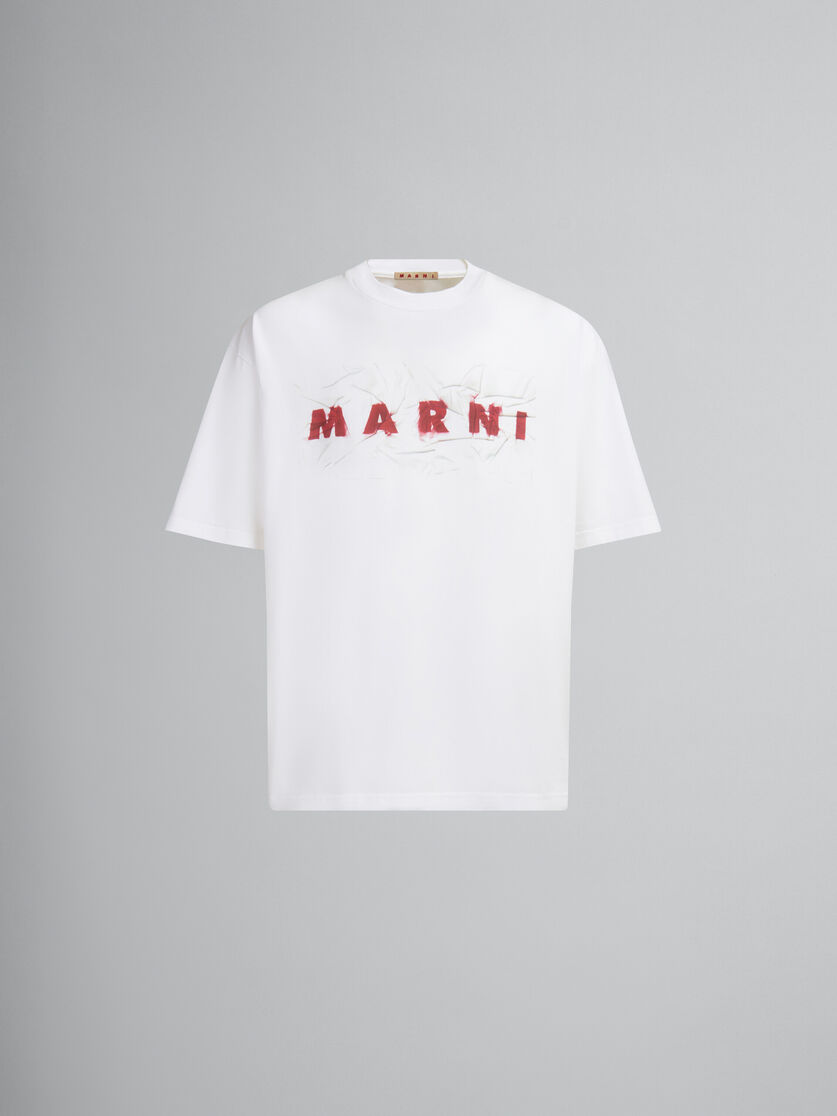 ホワイト オーガニックコットン製 Tシャツ、リンクル マルニロゴ | Marni 