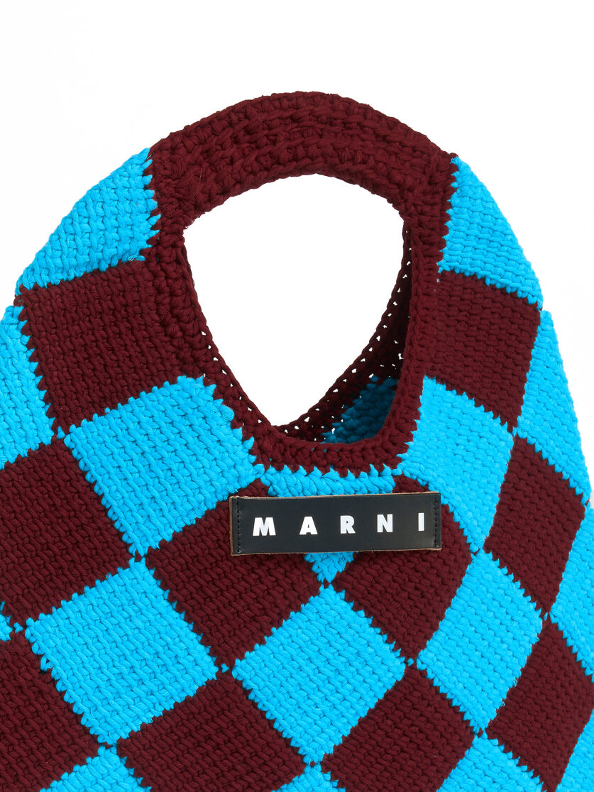 Mittelgroße MARNI MARKET DIAMOND Tasche aus technischer Wolle in Blau und Braun - Taschen - Image 4