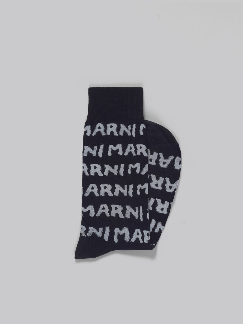 Black cotton socks with Mega Marni motif - Socks - Image 2
