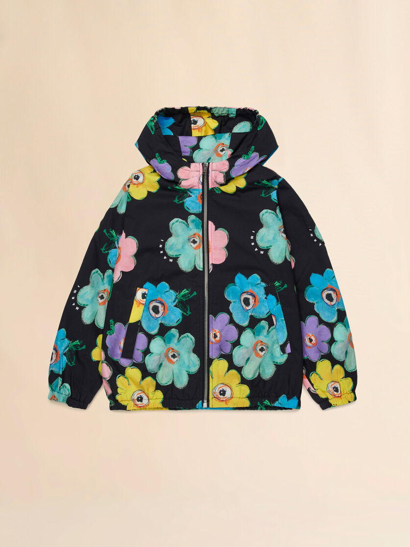 Giacca in cotone nero con stampa Dessert Flower, Image 1