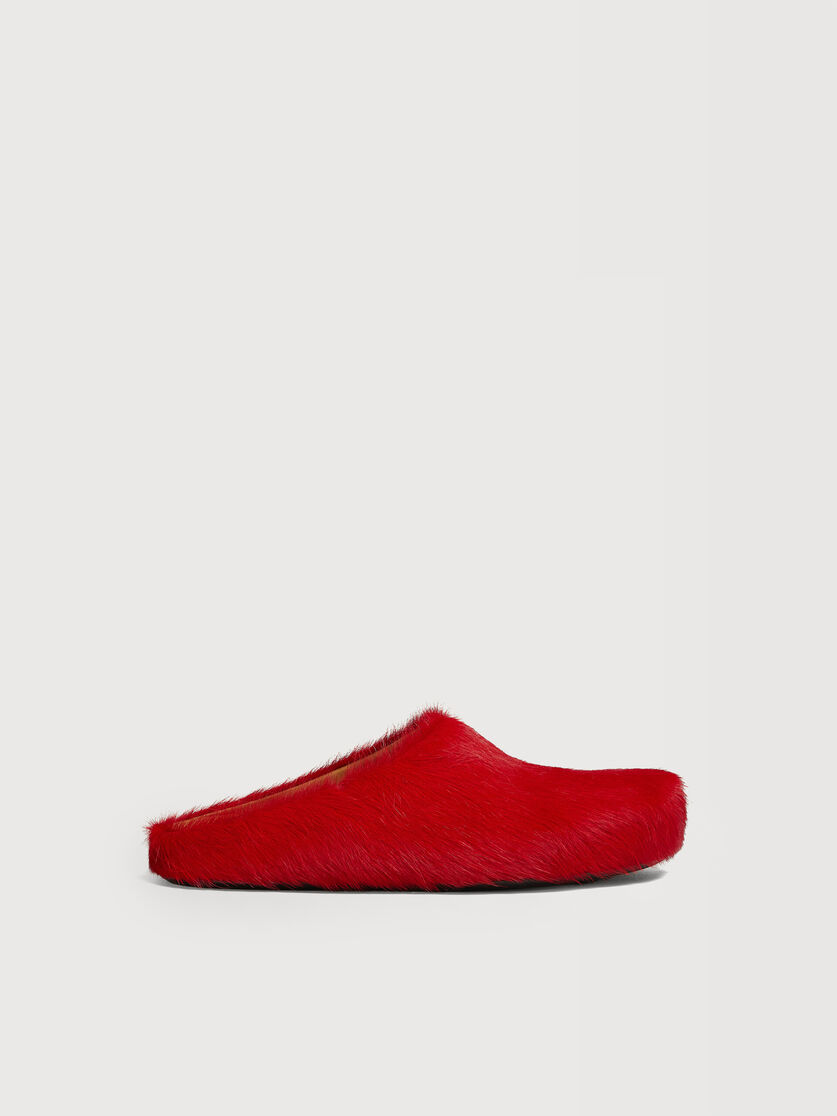 Red long hair calfskin Fussbett sabot, Image 1