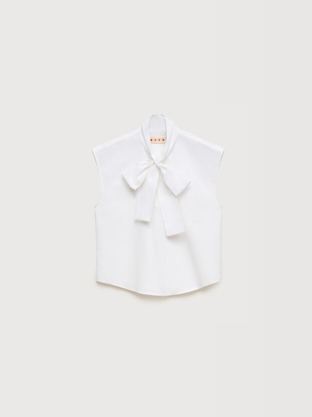 Bluse aus wei&szlig;em Popeline mit Foulard - Hemden
