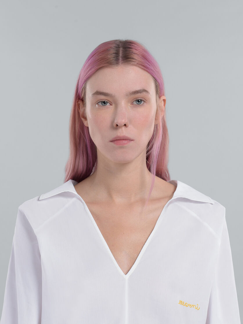 Square-neck top in pink bio poplin - Shirts - Image 4