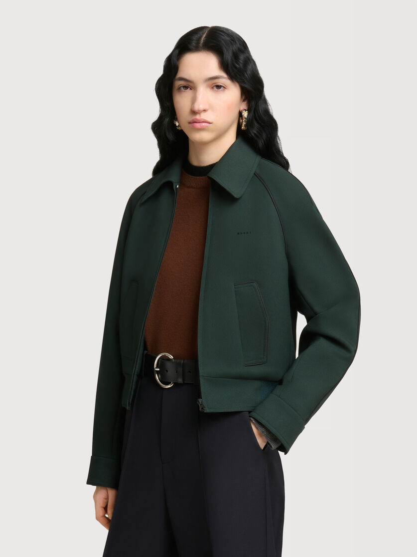 Deep green technical twill jacket with piping, Image 3