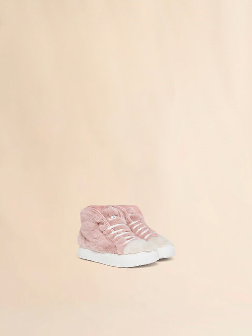 Pink furry high-top sneaker - Sneakers