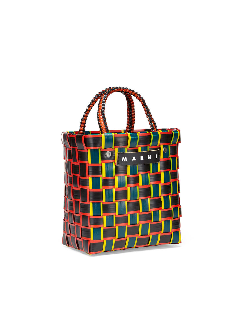 MARNI MARKET TAPE BASKET bag in orange and black woven material - Shopping Bags - Image 2