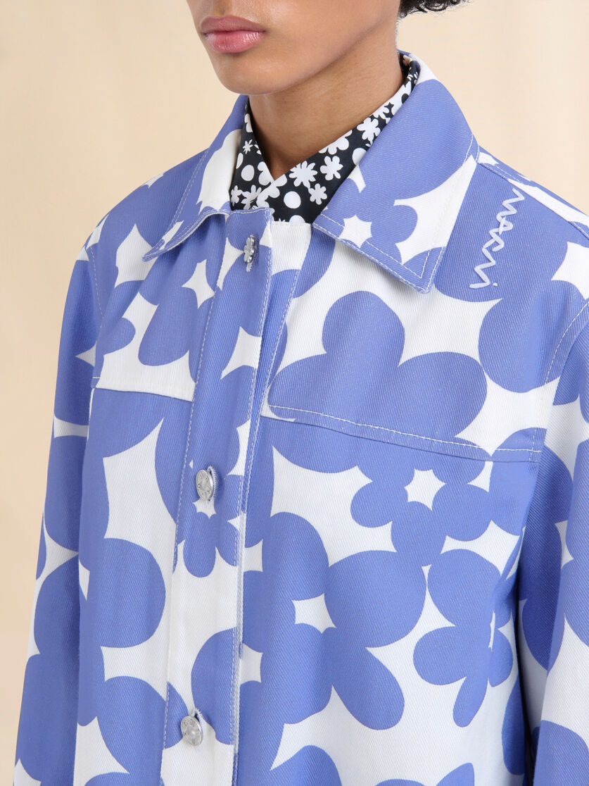 Cotton jacket with white and light blue Dillies print - Jackets - Image 4