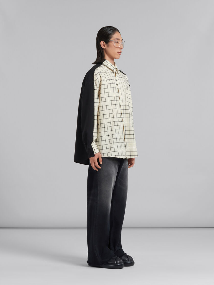 White checked wool shirt with plain back - Shirts - Image 5