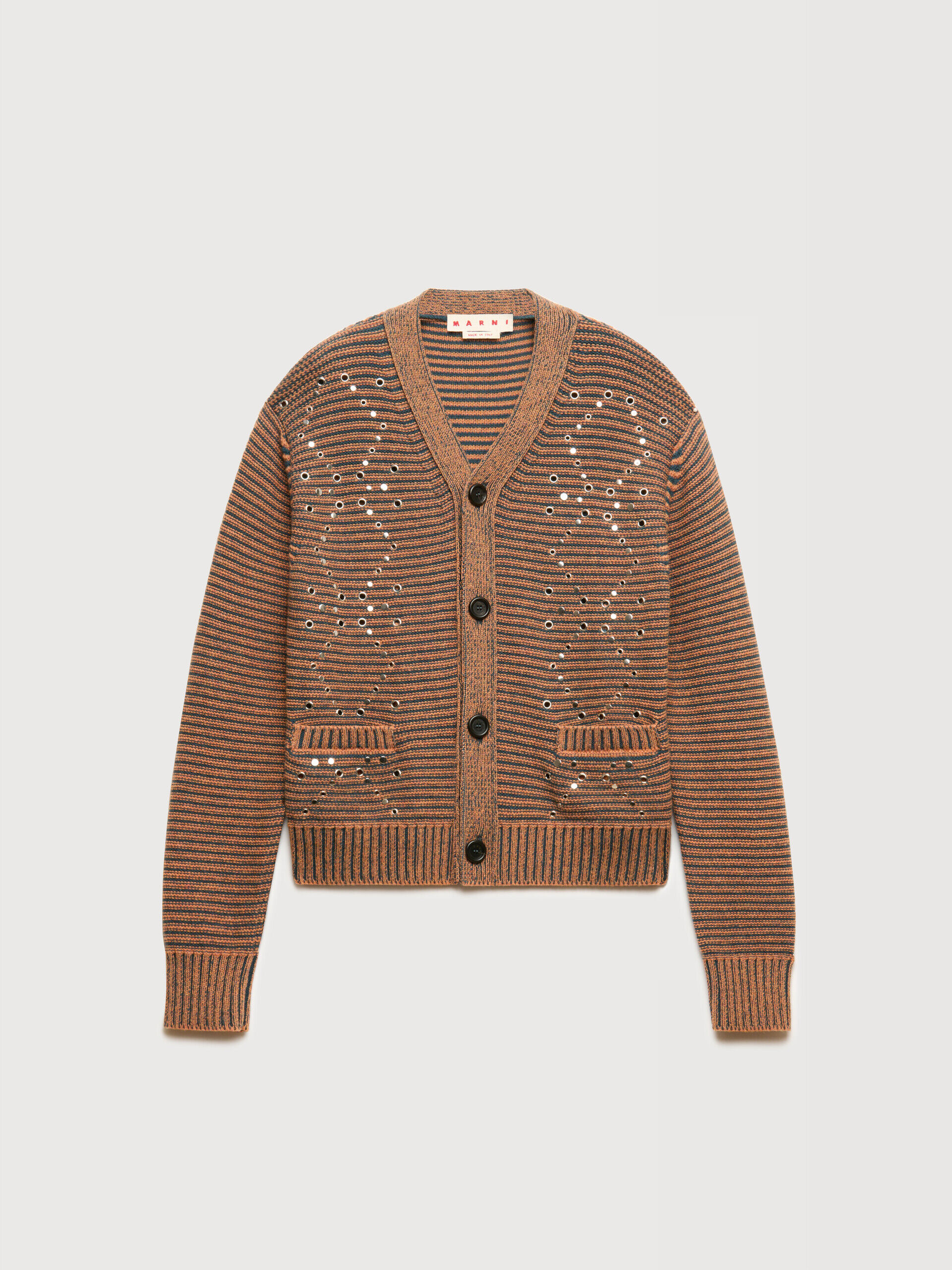Green alpaca-wool cardigan with studs | Marni
