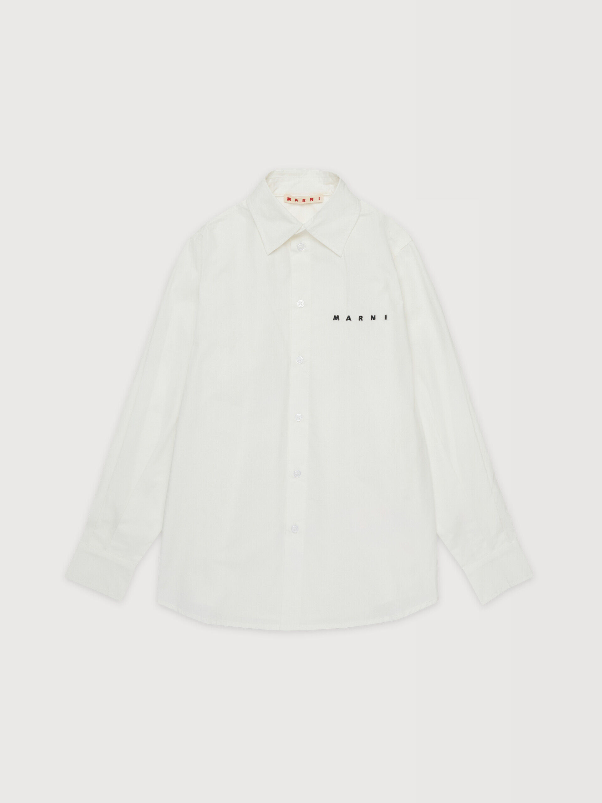 Off-white cotton shirt with embroidered Marni logo | Marni