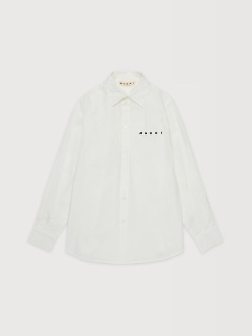 Off-white cotton shirt with embroidered Marni logo - Shirts