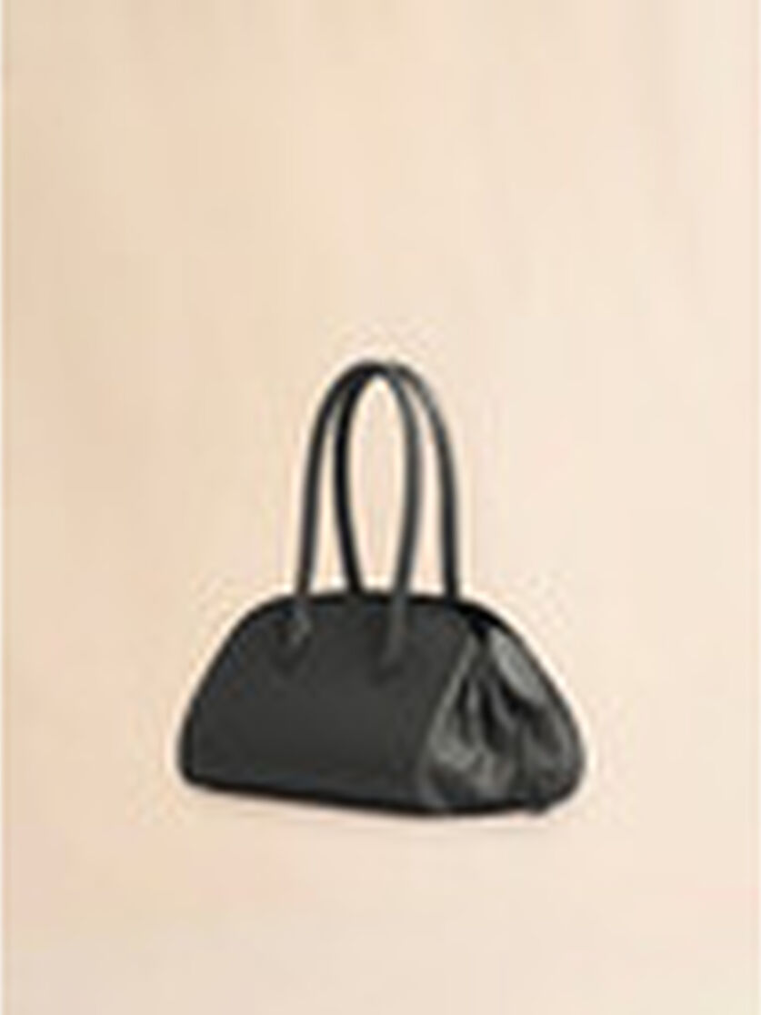 Black leather Tulipea E/W tote bag, Image 5