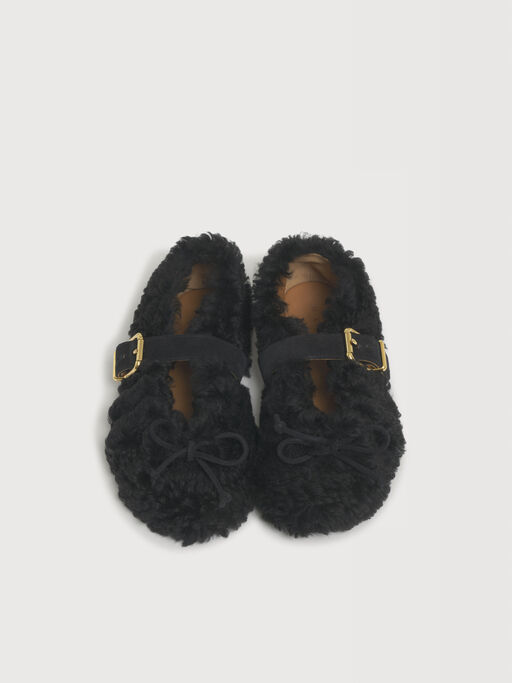 Black shearling ballerina with buckle - Ballet Shoes