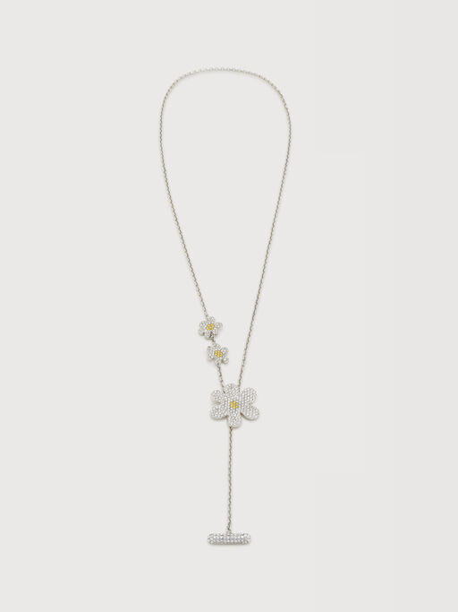Yellow rhinestone daisy necklace - Necklaces