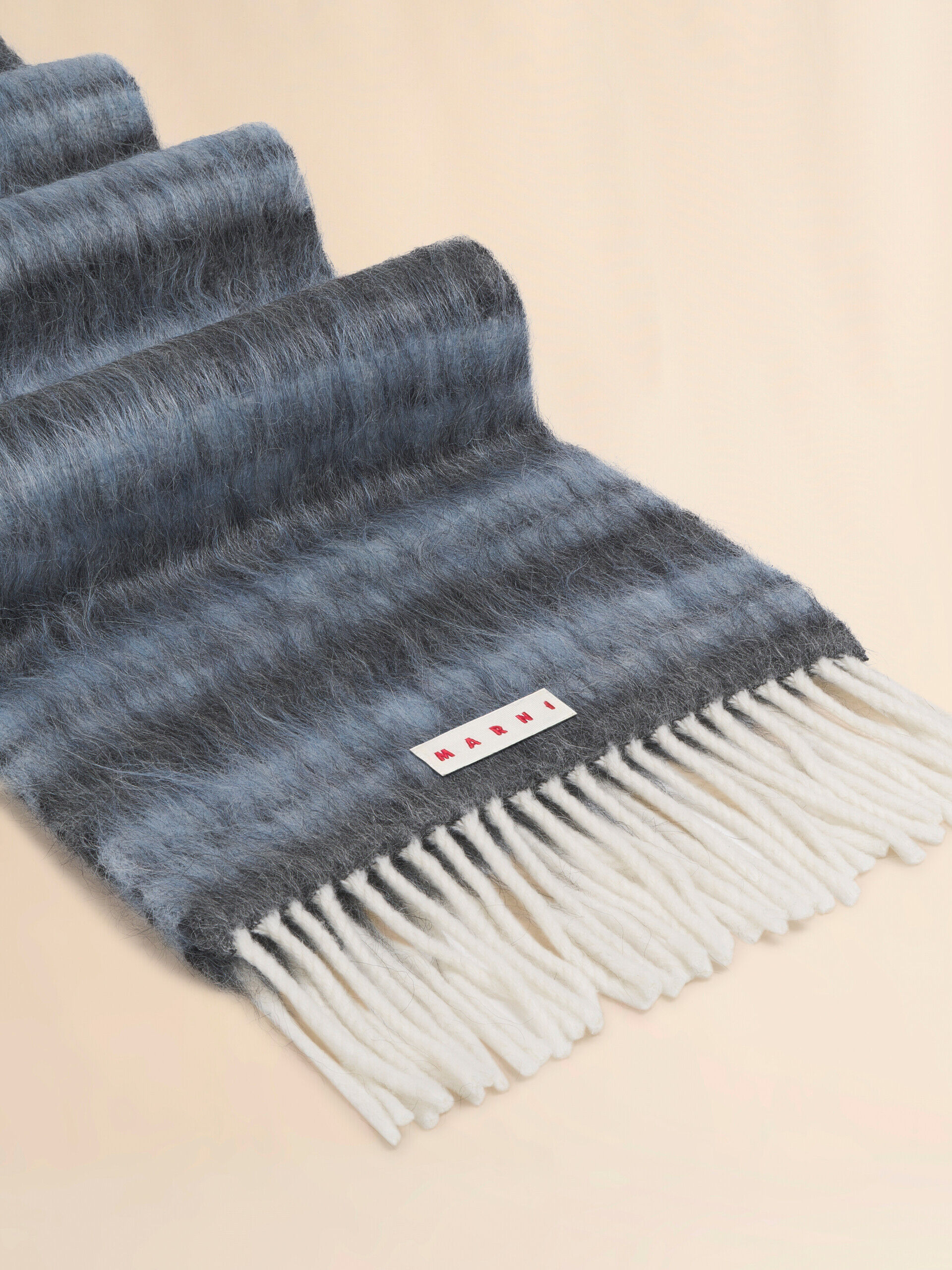 ブルー ウール＆モヘアマフラー ストライプパターン | Marni