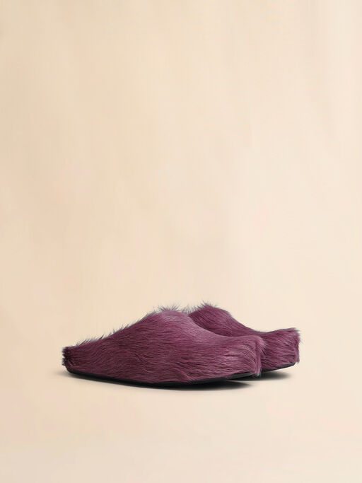 Purple long hair calfskin Fussbett sabot - Clogs