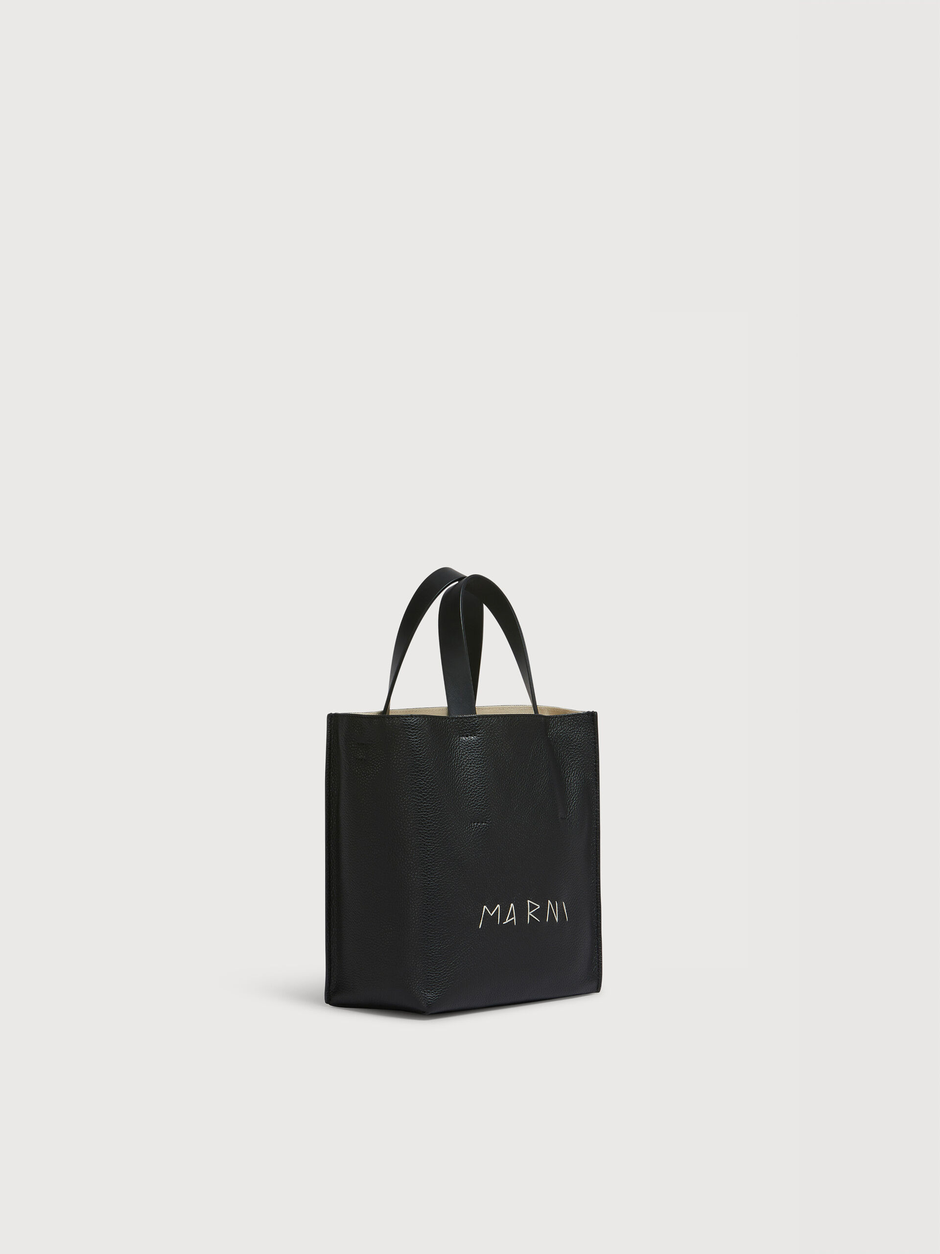 Museo Soft Mini Bag in black leather with Marni Mending | Marni