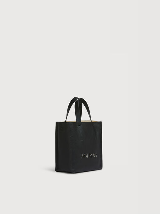 Museo Soft Mini Bag in black leather with Marni Mending - Shopping Bags