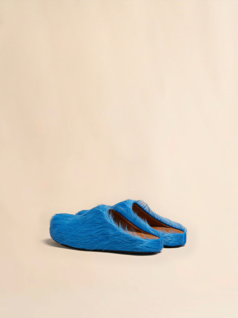 Blue long-hair calfskin Fussbett sabot - Clogs - Image 3
