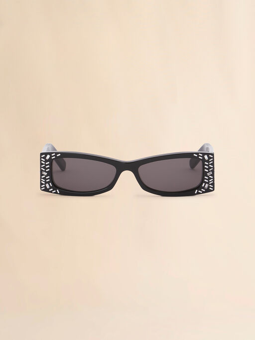 Black acetate Zokoa sunglasses with rhinestones - Optical