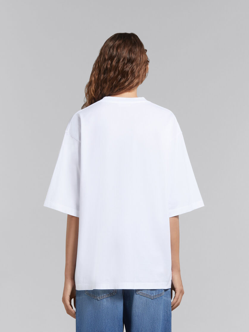 White bio cotton T-shirt with wavy logo - T-shirts - Image 3