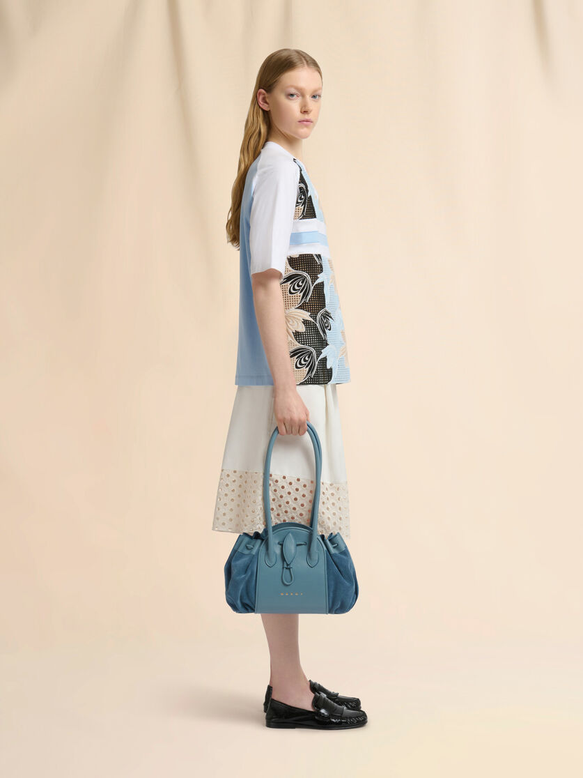 Blue leather and suede Tulipea shoulder bag, Image 2