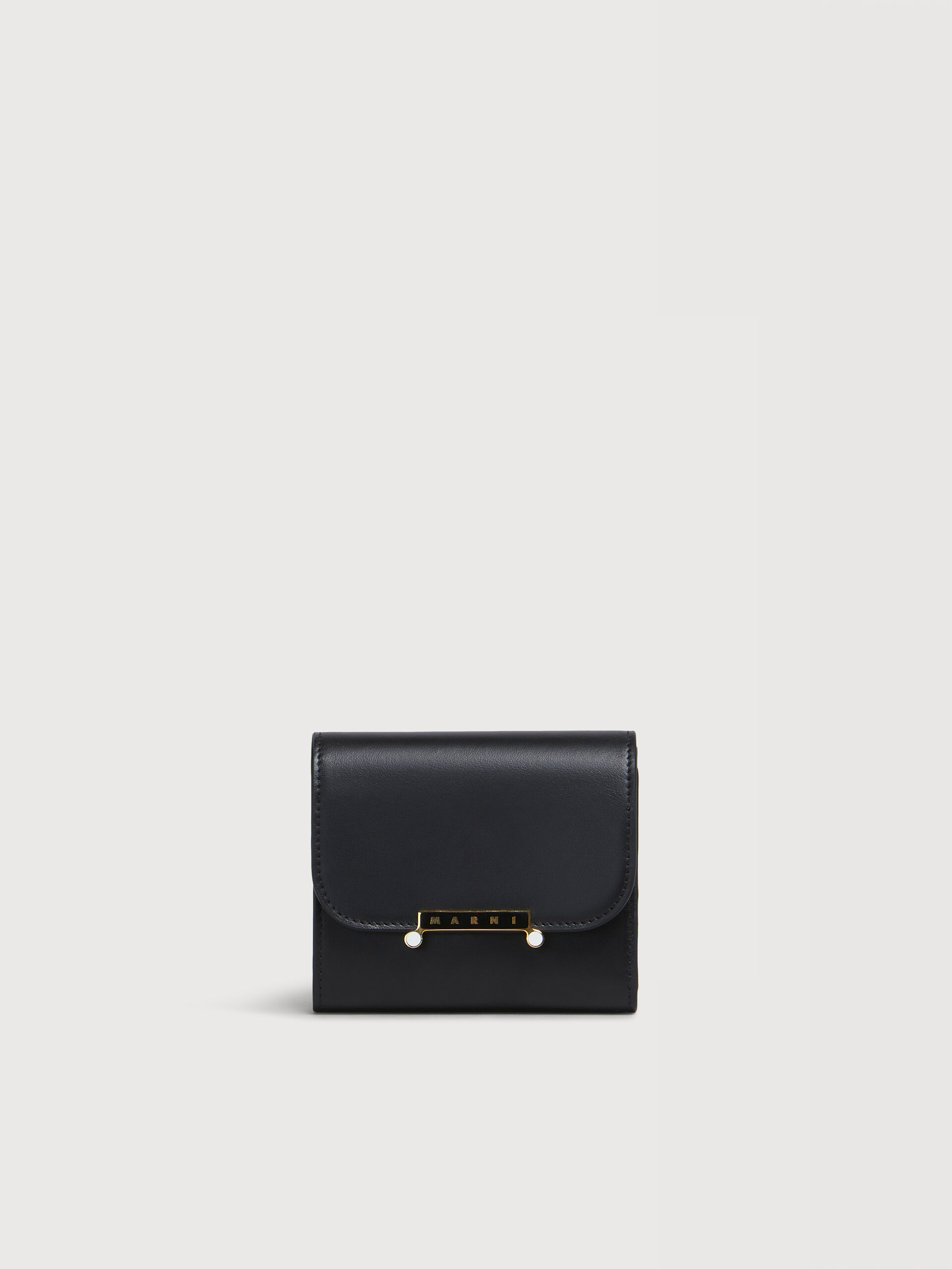 ブラック レザー製 Envelope 三つ折りウォレット | Marni