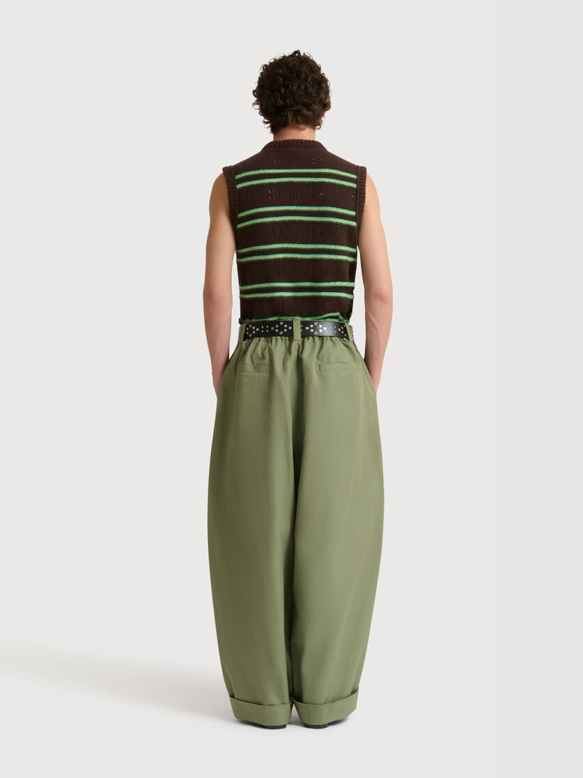 Green canvas trousers with pleats, Image 4